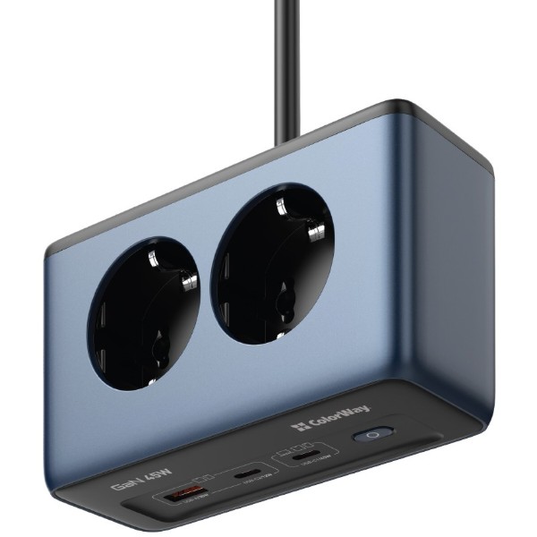 Фото - Сетевой фильтр Colorway 2x220V/1xUSB-A/2xUSB-C (GaN45W) (CW-CHE25PDB)